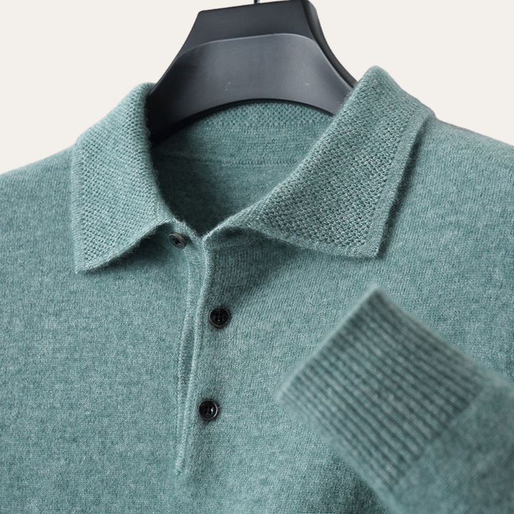 Herren Kaschmir Poloshirt Langarm Feinstrick | Vestea