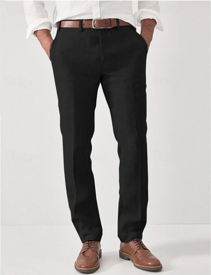 Pantalon en lin homme, taille élastique, style sarouel décontracté