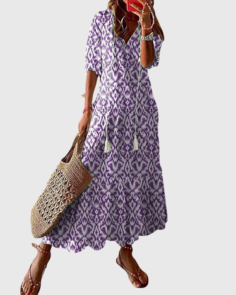 Robe femme en viscose à fleurs, sans manches, col en V, style bohème vintage