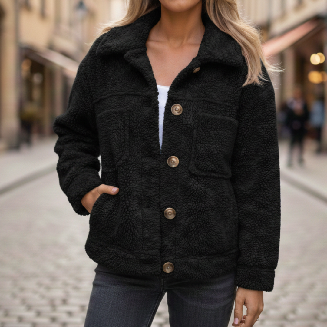 Veste d'automne pour femme à boutons devant en polyester