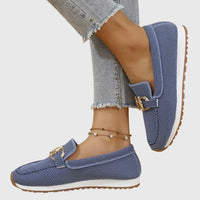 Women's Orthopedic Loafers Slip-On Cushioned Insole Rubber Outsole Metal Detail
