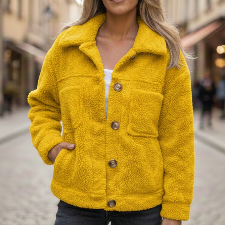 Veste d'automne pour femme à boutons devant en polyester