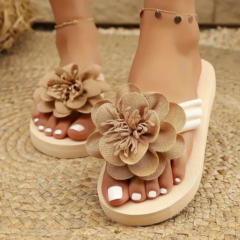 Sandalias para mujer con estampado floral, tipo slide, sin cierre, punta abierta, tacón bajo, casual