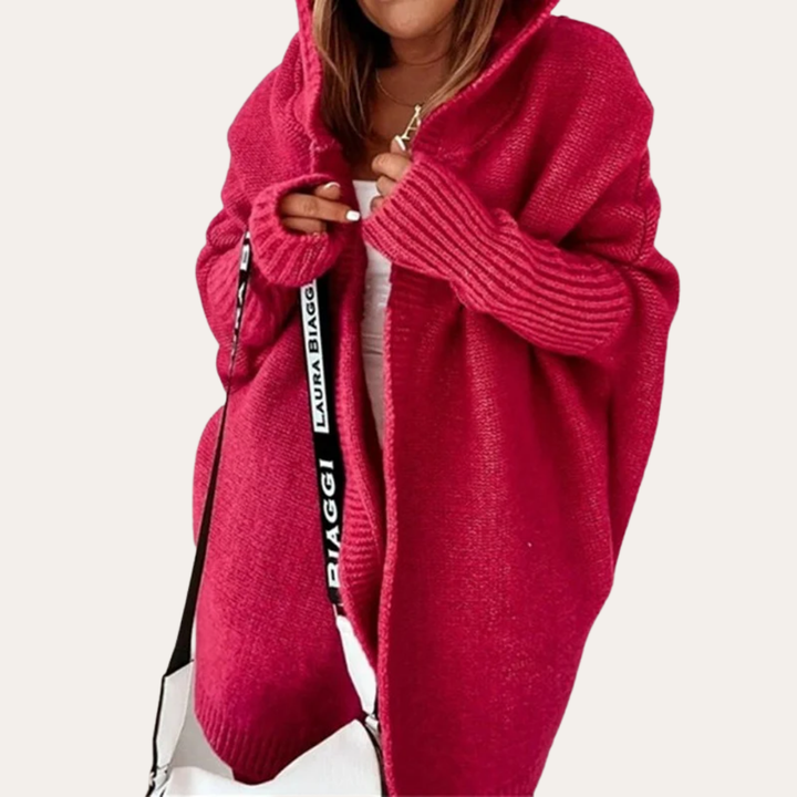 Damen Strick-Cardigan mit Kapuze aus Wollmischung | Vestea