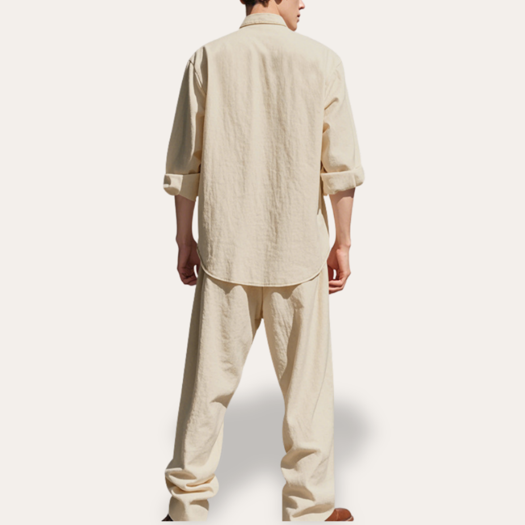 Herren Leinen Set, Atmungsaktives Hemd und Hose | Vestea