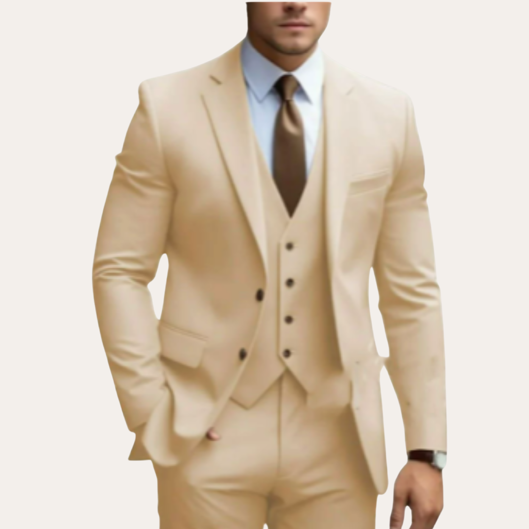 Herren Slim Fit Business Anzug Dreiteilig Wolle | Vestea