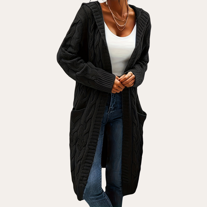 Damen Strickcardigan mit Kapuze und Taschen | Vestea