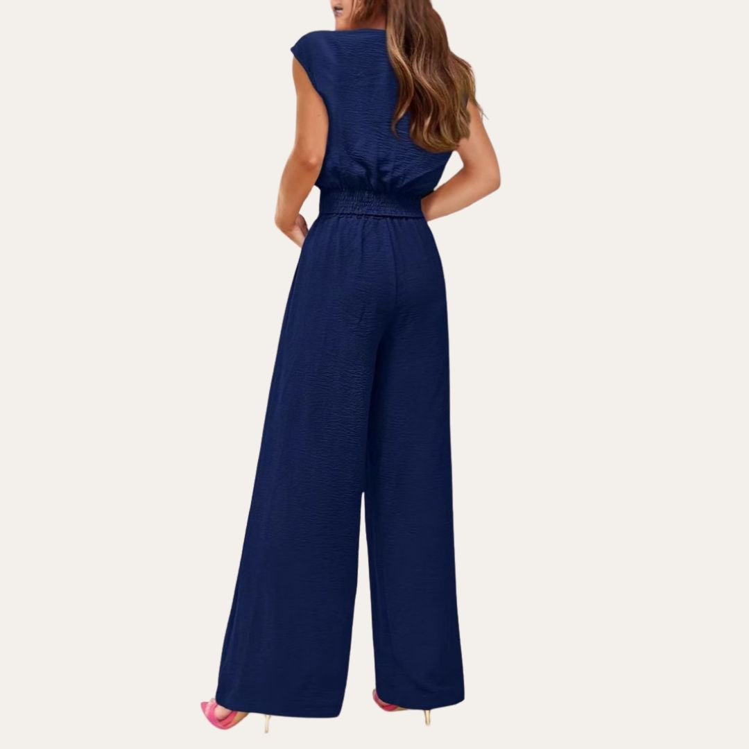 Crinkle Polyester Top Weite Hose Damen | Vestea