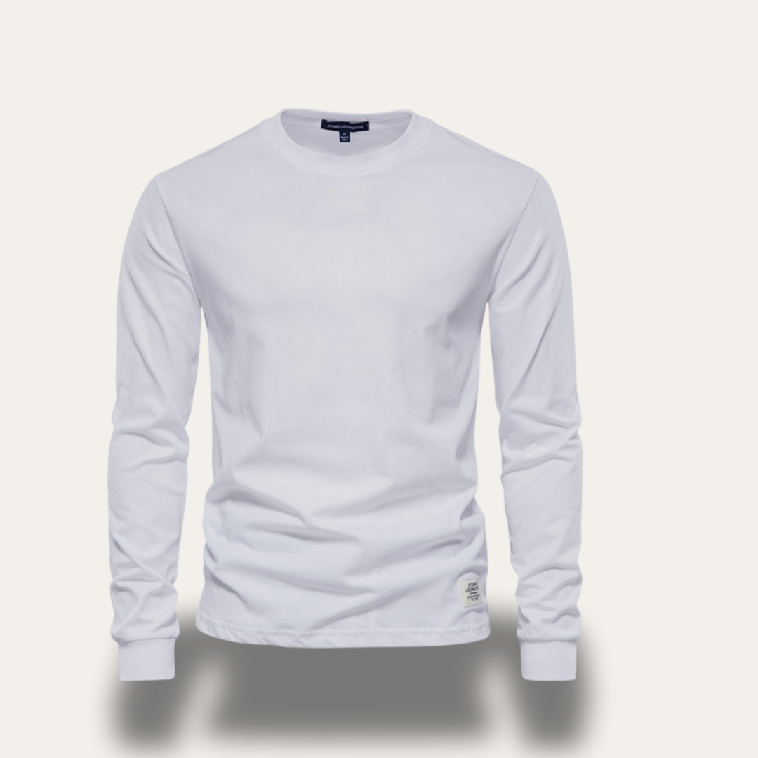 Herren Langarmshirt Rundhals Basic Freizeit Stretch | Vestea