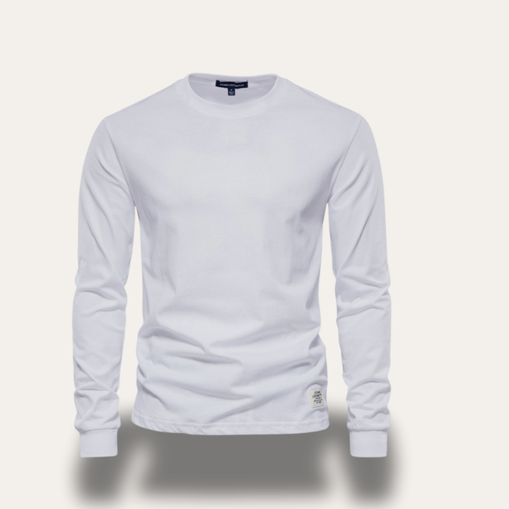 Herren Langarmshirt Rundhals Basic Freizeit Stretch | Vestea