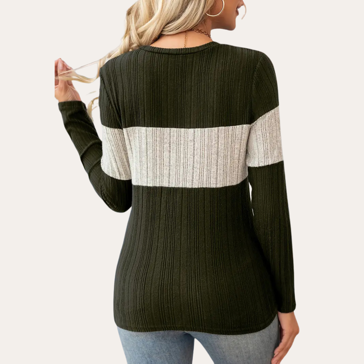 Gestreiftes Langarmshirt für Damen | Vestea