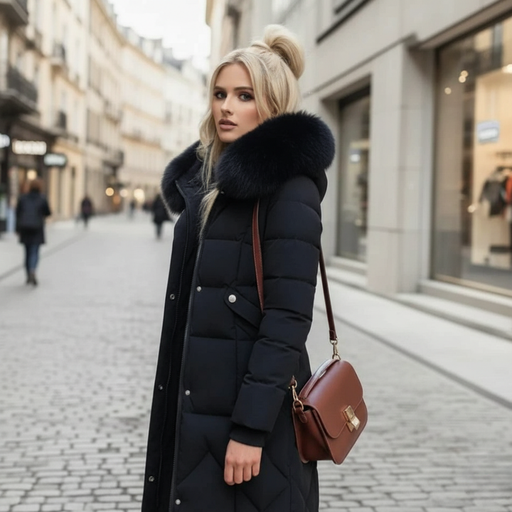 Damen Winter Steppmantel Kapuze Lang | Vestea