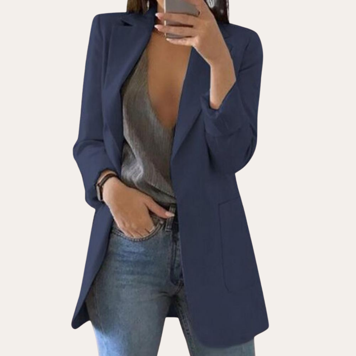 Damen Leinenmix Blazer Langarm Modern | Vestea