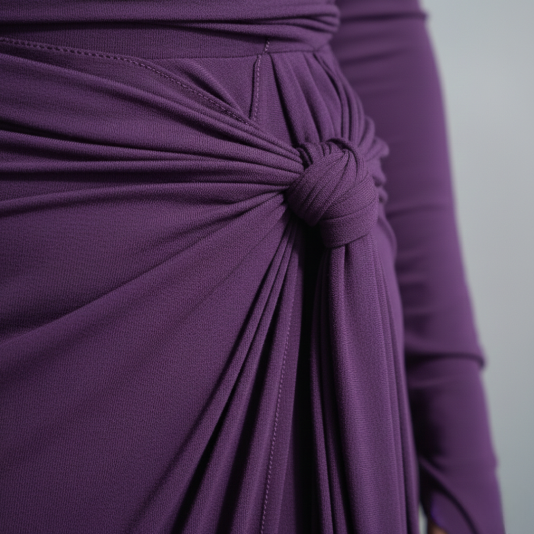 Robe longue à manches longues avec nœud latéral pour femme, longueur au sol