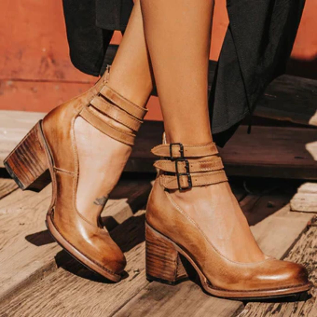 Damen Knöchelriemen Orthopädische Blockabsatz Pumps | Vestea