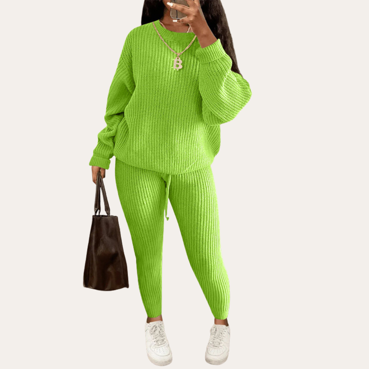 Damen Strick Zweiteiler Pullover Hose Freizeit Set | Vestea