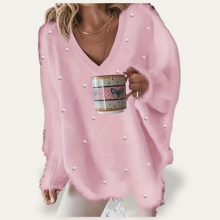 Strickpullover mit Perlendetails für Damen | Vestea