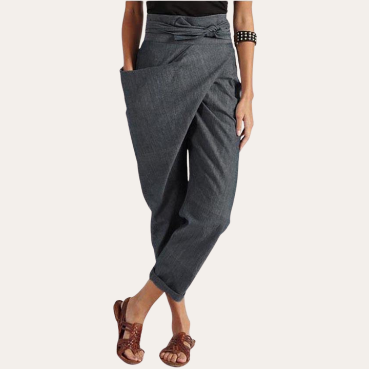 Tropische Wickelhose Damen Leinen Baumwolle | Vestea
