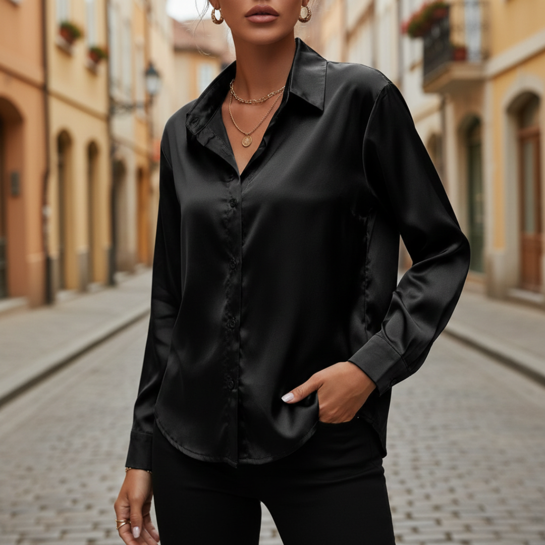 Damen Satin Bluse Langarm | Vestea