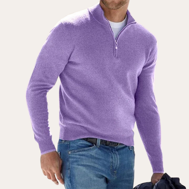 Herren Pullover mit Stehkragen und Halbreißverschluss | Vestea