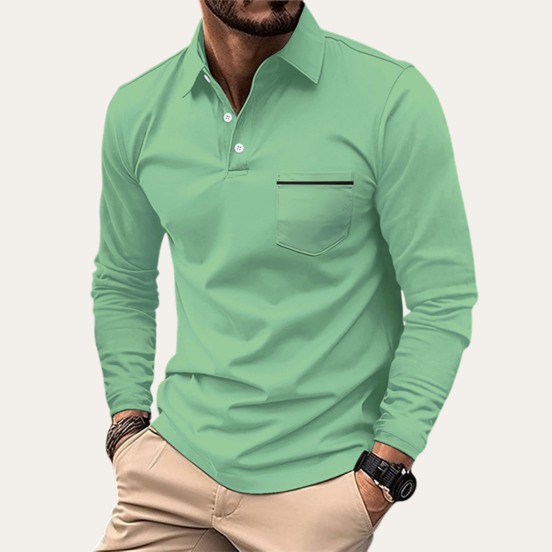 Herren Langarm Polohemd Slim Fit | Vestea
