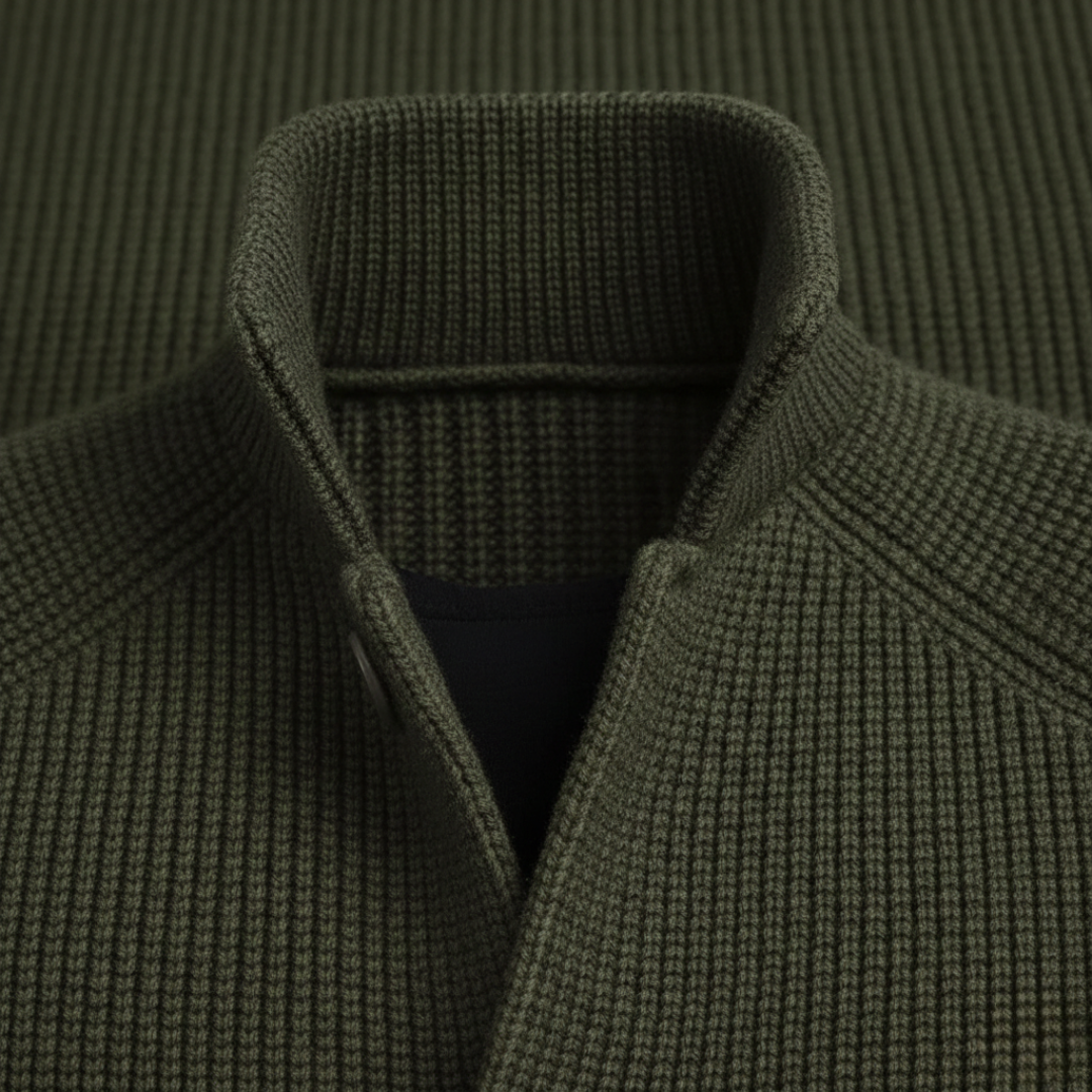 Cardigan boutonné en tricot côtelé pour homme