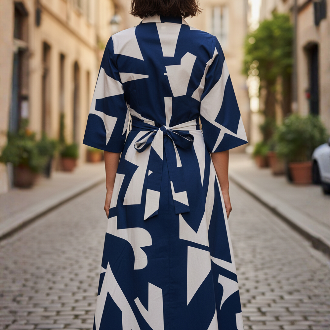 Damenkleid mit Kragen und Langarm | Vestea