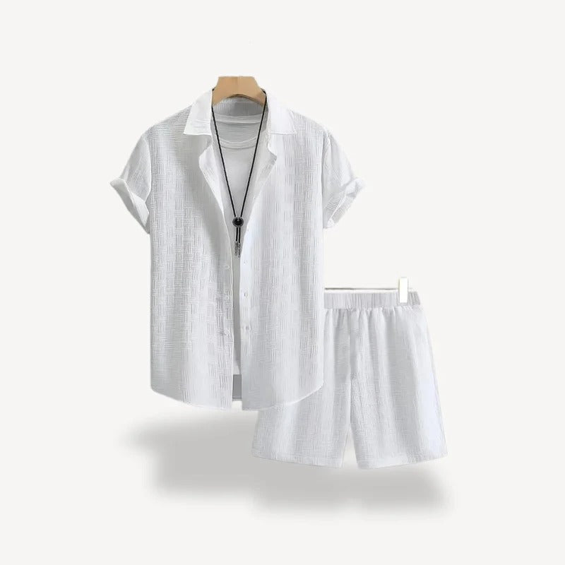Herren Sommer-Set aus Leinenmischung mit Shorts | Vestea