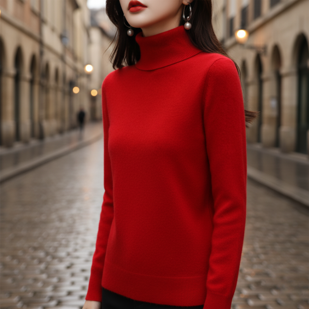 Damen Rollkragenpullover mit Knöpfen | Vestea