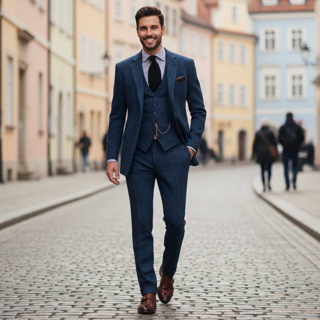 Herrenanzug – 3-teiliger Slim-Fit-Anzug für formelle Anlässe | Vestea