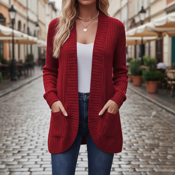 Offene, langärmelige Strickjacke für Damen | Vestea