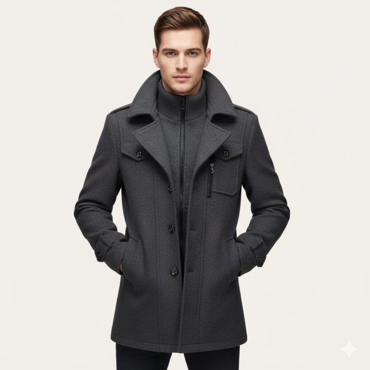 Herren Wollmantel mit Innenjacke aus Wollmix Slim Fit | Vestea