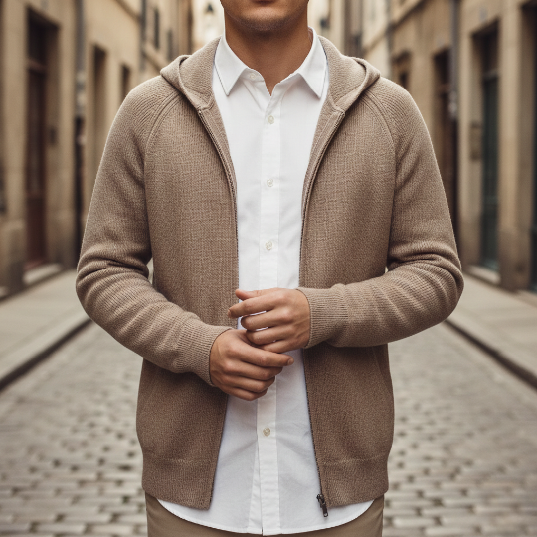 Herren Strick-Hoodie Zip Kapuzenjacke | Vestea
