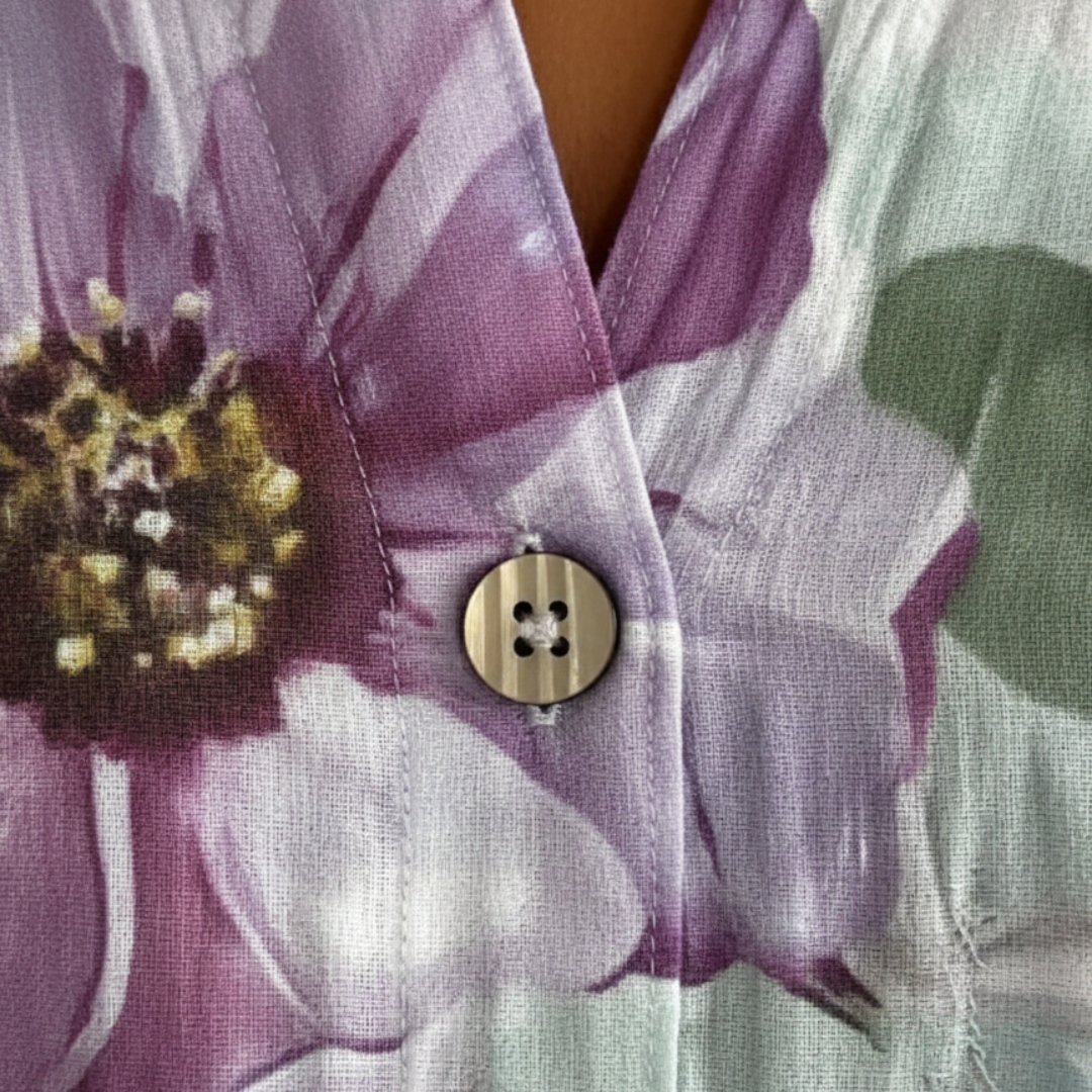 Camisa abotonada de manga larga con estampado floral para mujer, de corte amplio