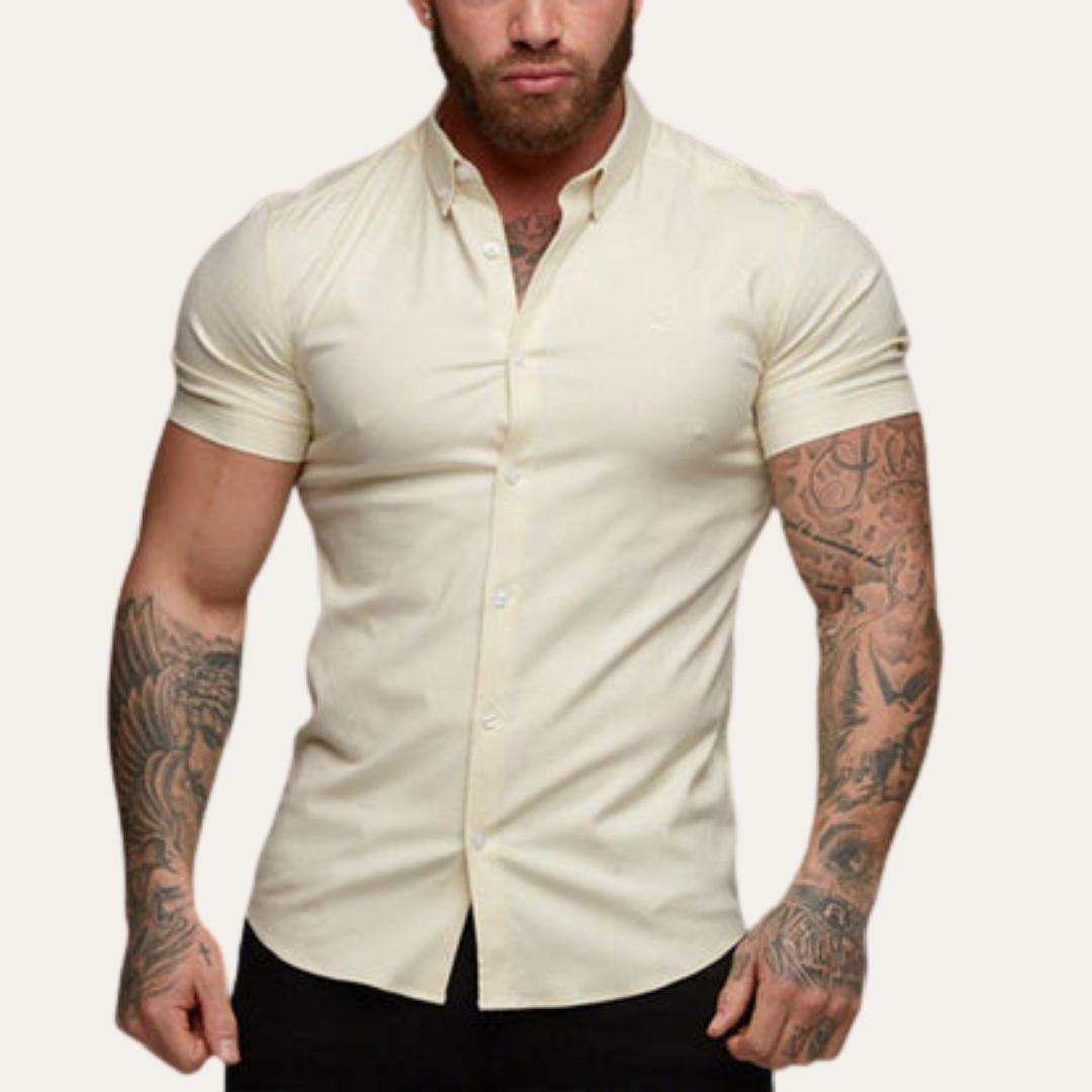 Herren Kurzarm Slim Fit Hemd Stretch Business | Vestea