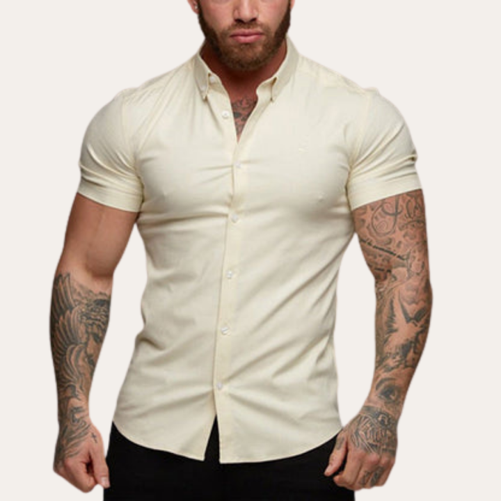 Herren Kurzarm Slim Fit Hemd Stretch Business | Vestea