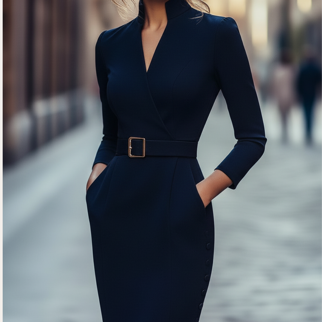 Damen Elegantes Wickelkleid Mit Gürtel | Vestea