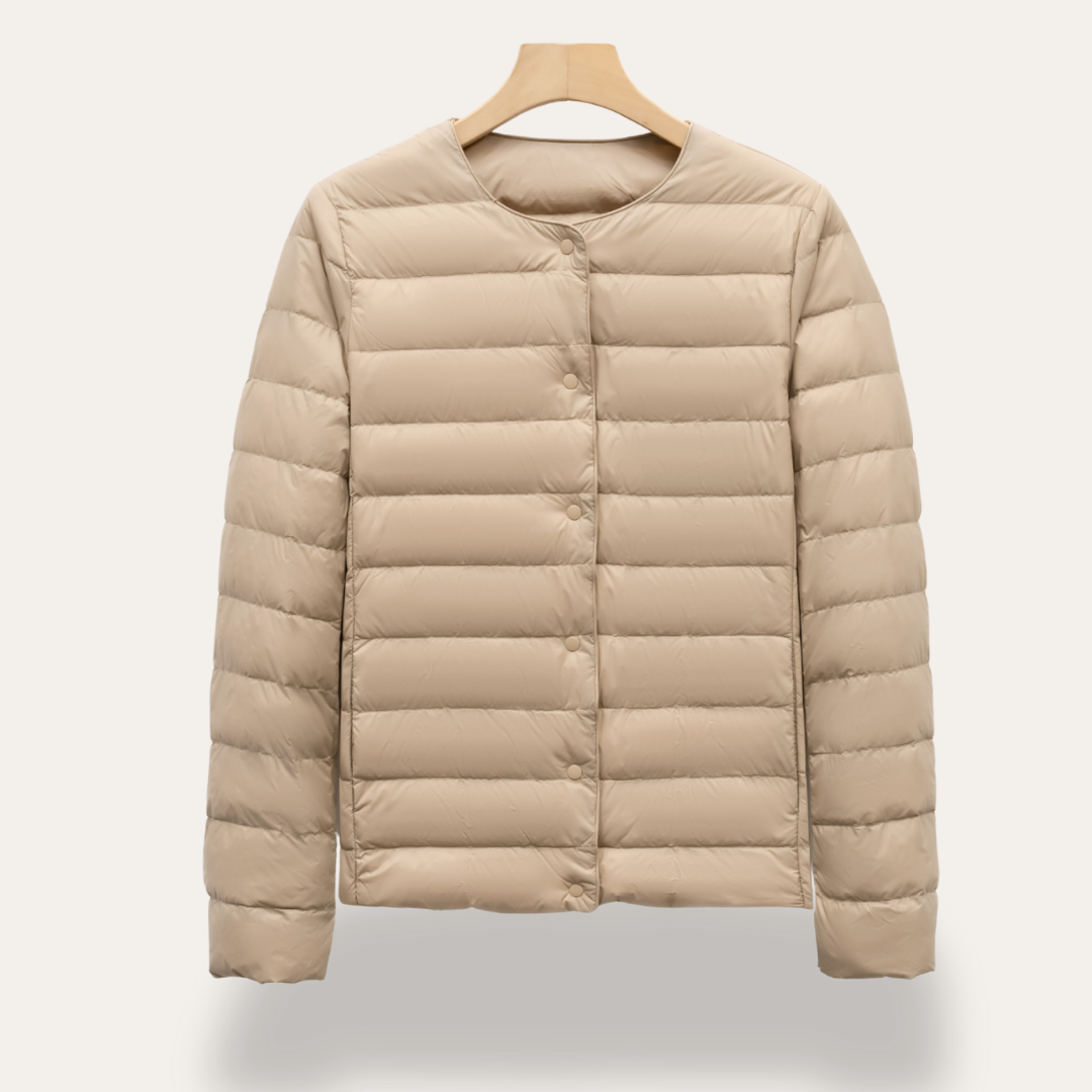 Damen Steppjacke Ultraleicht Rundhalsausschnitt mit Druckknöpfen | Vestea