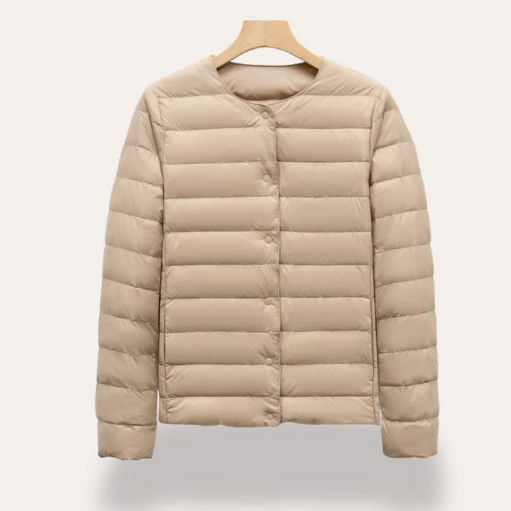 Damen Steppjacke Ultraleicht Rundhalsausschnitt mit Druckknöpfen | Vestea