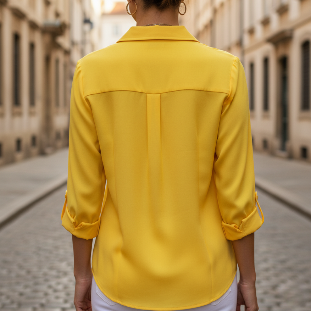 Blusa de gasa para mujer con botones delanteros