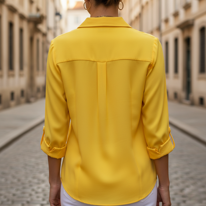 Blusa de gasa para mujer con botones delanteros