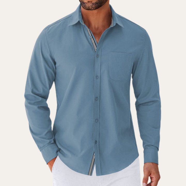 Herren Langarmhemd Mischgewebe Regular Fit | Vestea