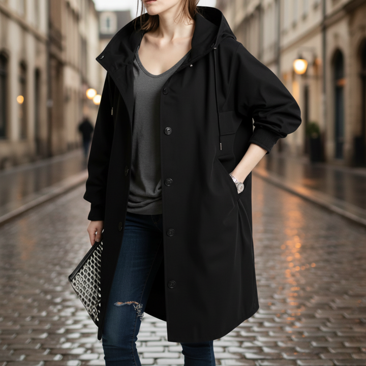 Damen Übergangsmantel mit Kapuze Langmantel Streetwear | Vestea