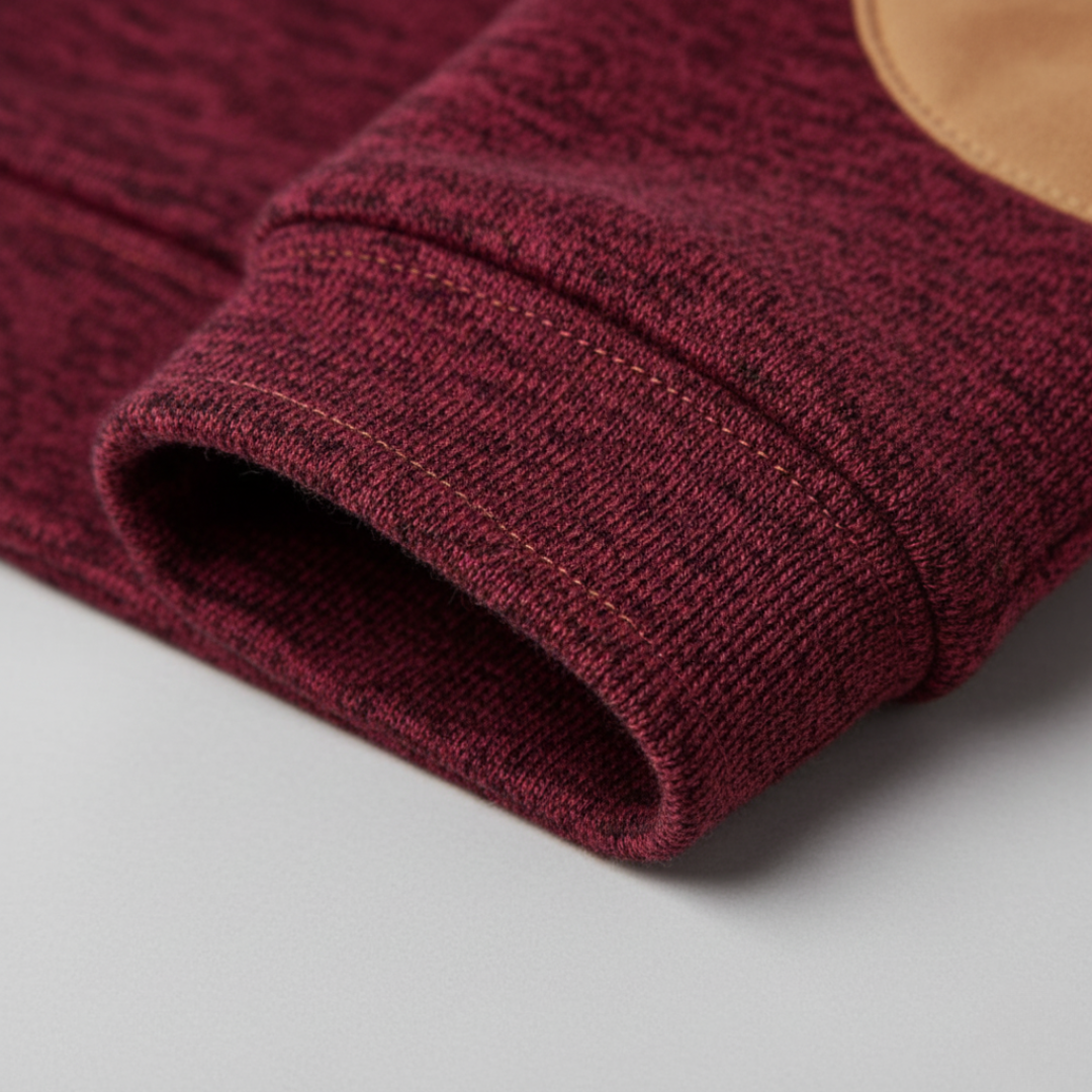 Herren Strick-Sweater Stehkragen Knopfleiste Ellbogenpatches | Vestea