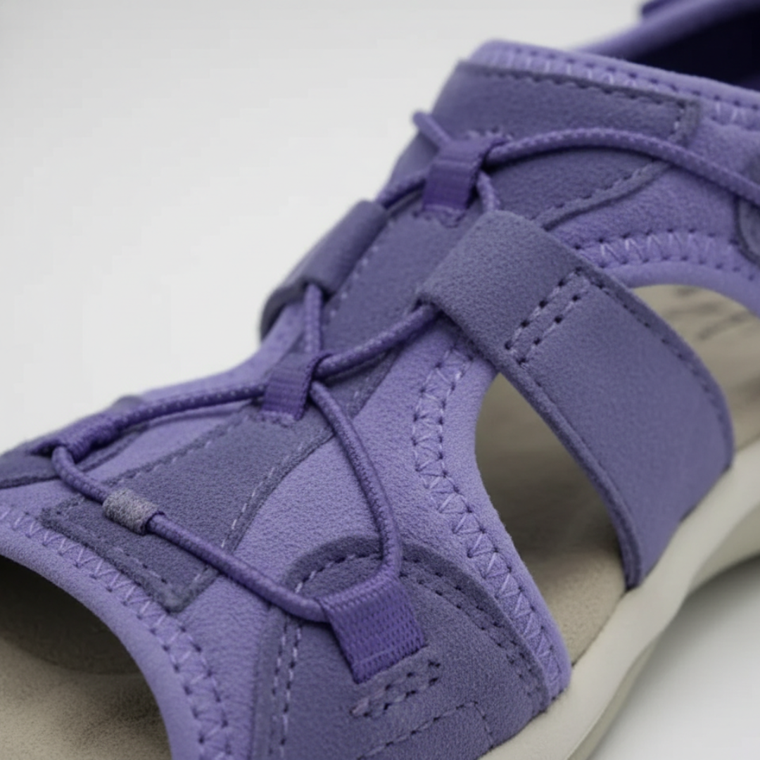 Sandales de marche avec soutien orthopédique de la voûte plantaire et lacets élastiques pour femmes