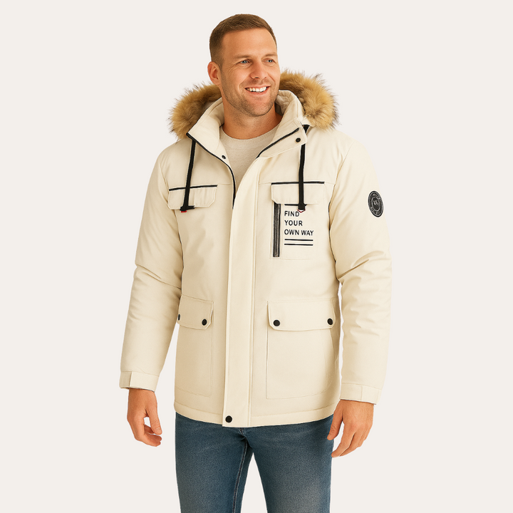 Herren-Winterparka mit Kapuze und Kunstfellbesatz | Vestea