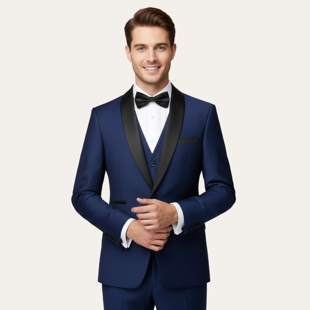 Herren Smoking Anzug mit Weste und Reverskragen | Vestea