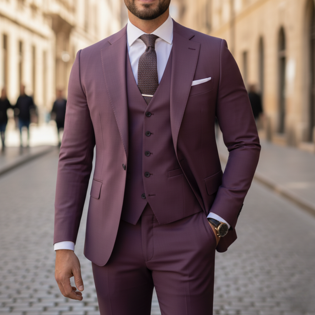 Eleganter dreiteiliger Herrenanzug aus Polyester | Vestea