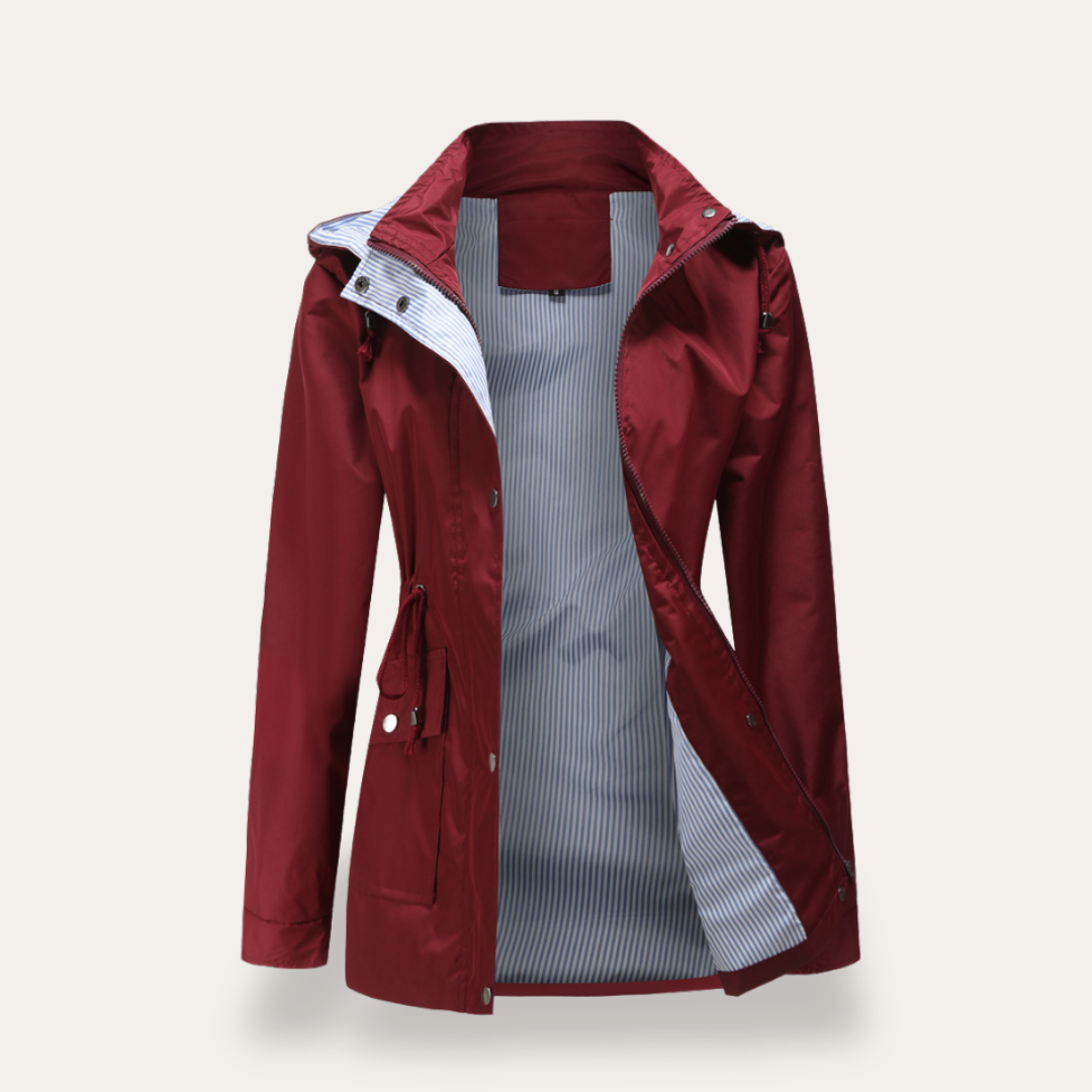 Damen Regenjacke mit Kapuze und Kordelzug Wasserabweisend | Vestea