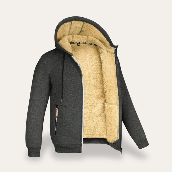 Herren Winterjacke Fleece Gefüttert Reißverschluss Kapuze Freizeit | Vestea